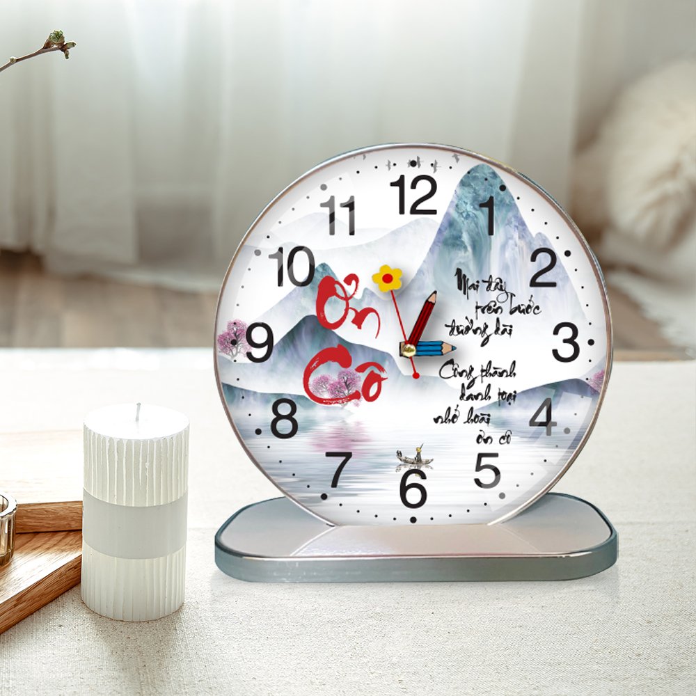 Tranh Đồng Hồ Để Bàn Thư Pháp Ơn Cô