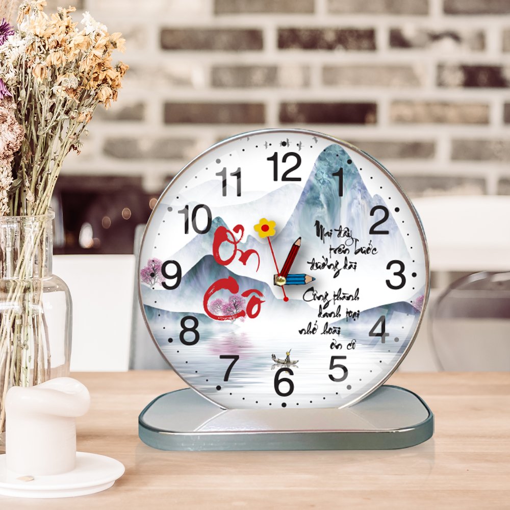 Tranh Đồng Hồ Để Bàn Thư Pháp Ơn Cô