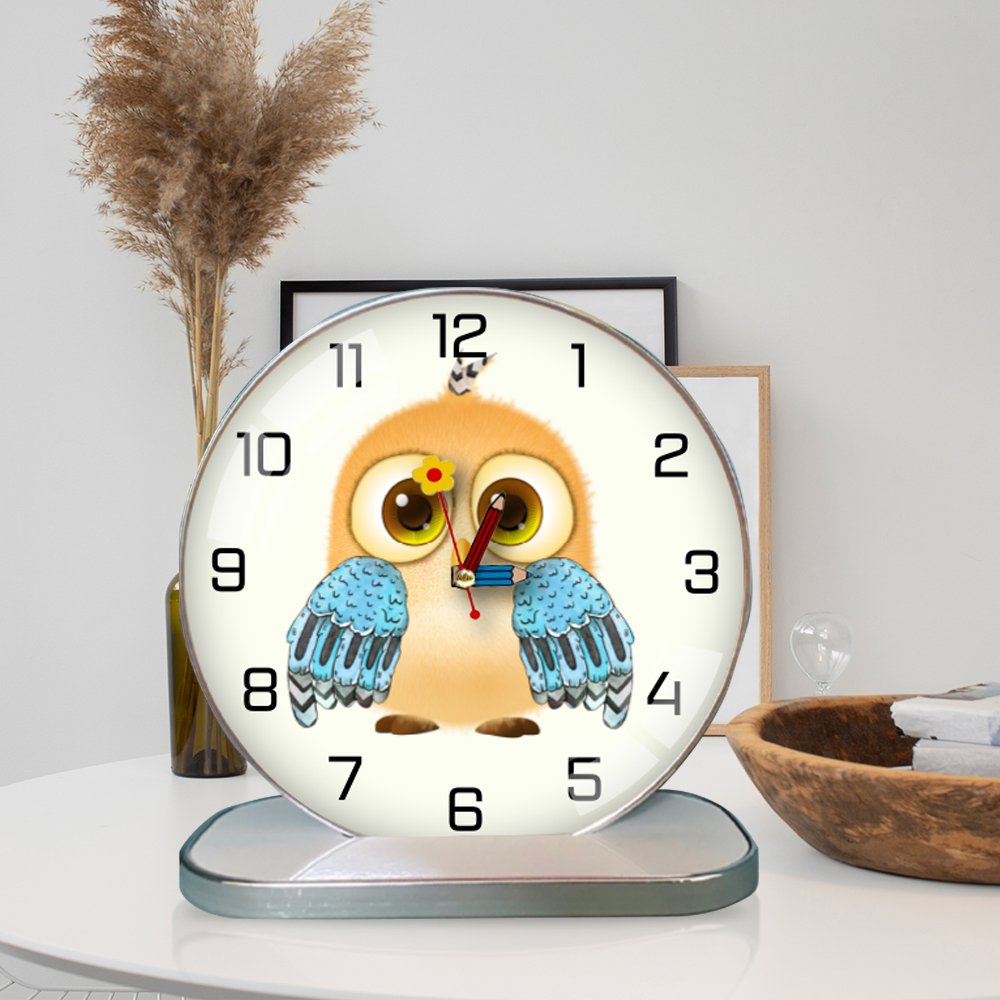 Tranh Đồng Hồ Để Bàn Vintage Cú Mèo Đáng Yêu