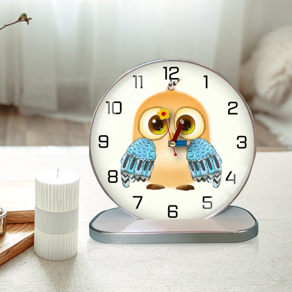 Tranh Đồng Hồ Để Bàn Vintage Cú Mèo Đáng Yêu