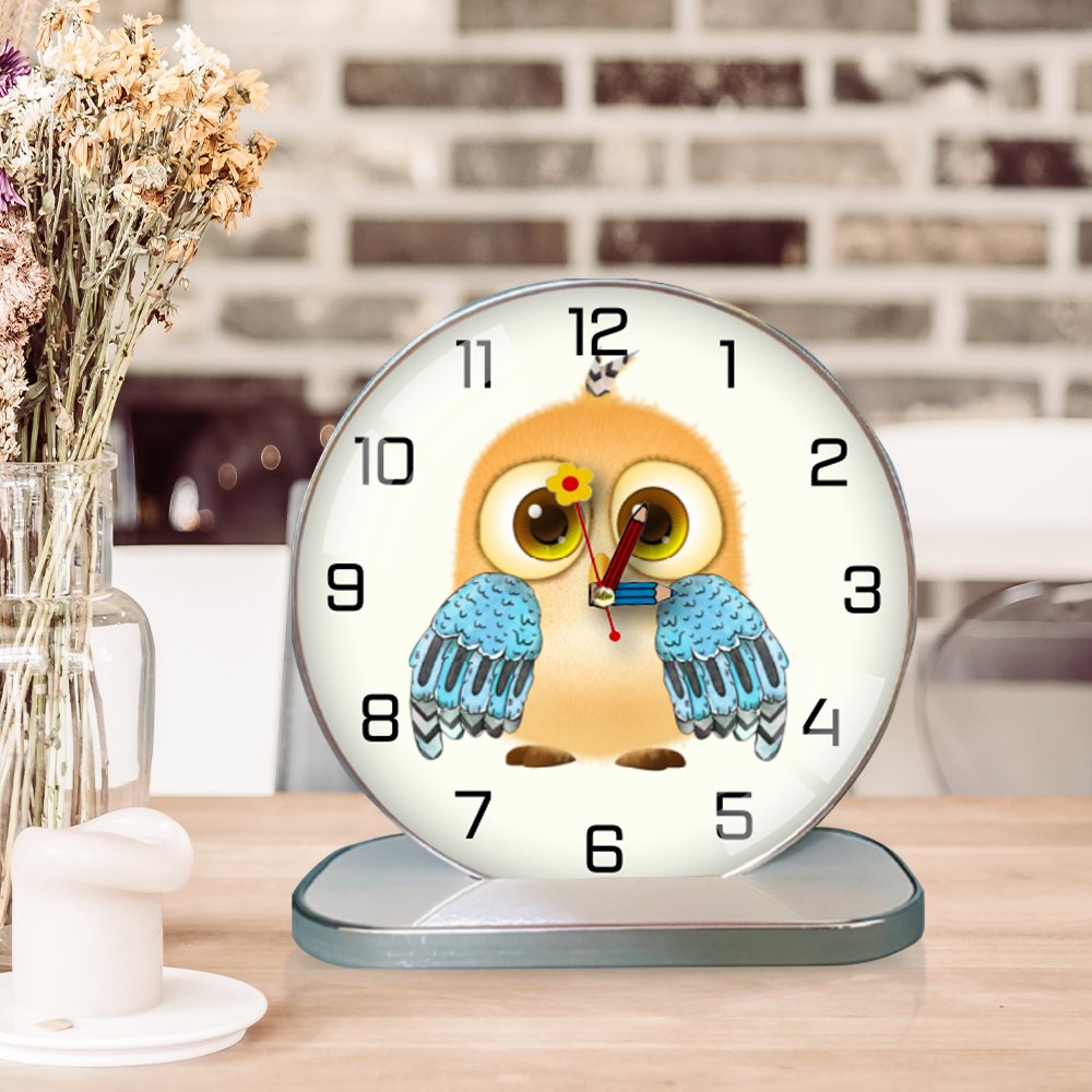 Tranh Đồng Hồ Để Bàn Vintage Cú Mèo Đáng Yêu