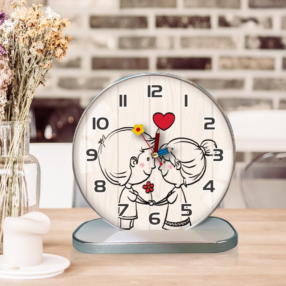Tranh Đồng Hồ Dây Treo Tráng Gương Cặp Đôi Nghệ Thuật