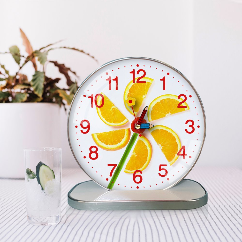 Tranh Đồng Hồ Dây Treo Tráng Gương Chong Chóng Cam Nghệ Thuật