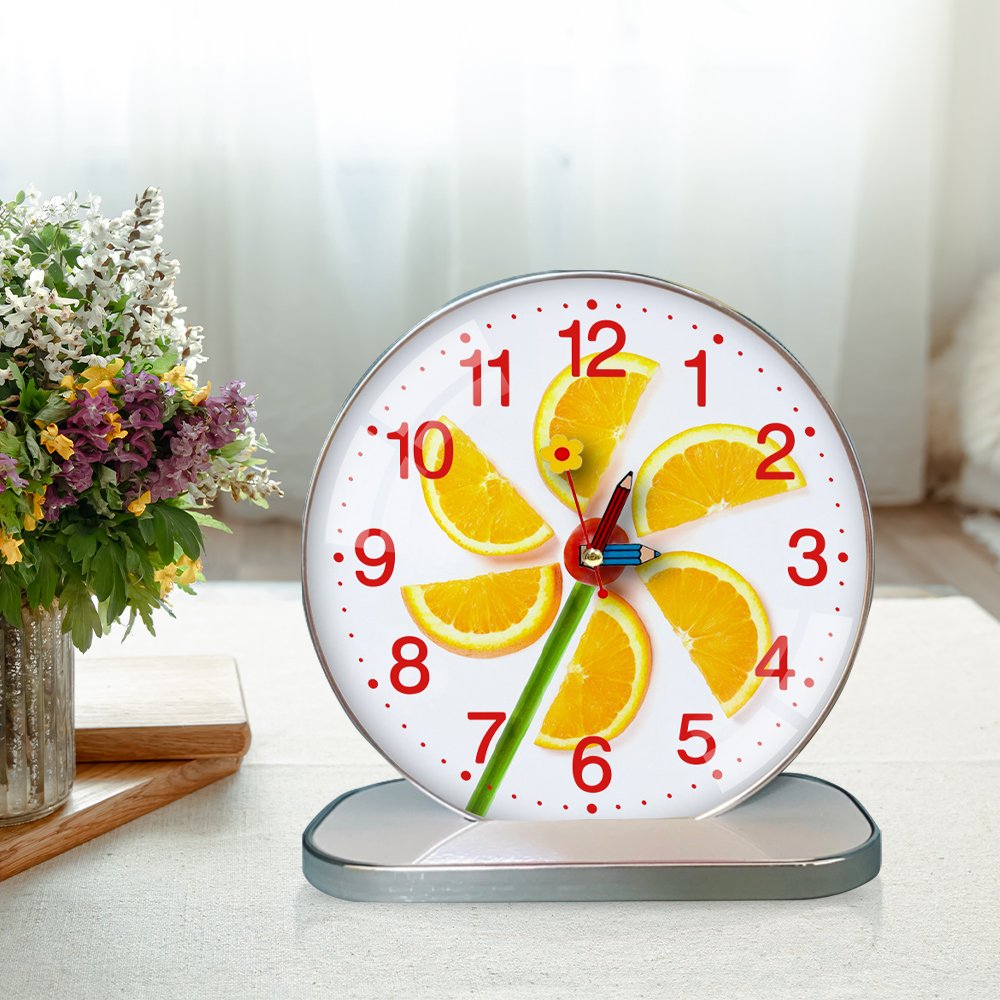 Tranh Đồng Hồ Dây Treo Tráng Gương Chong Chóng Cam Nghệ Thuật