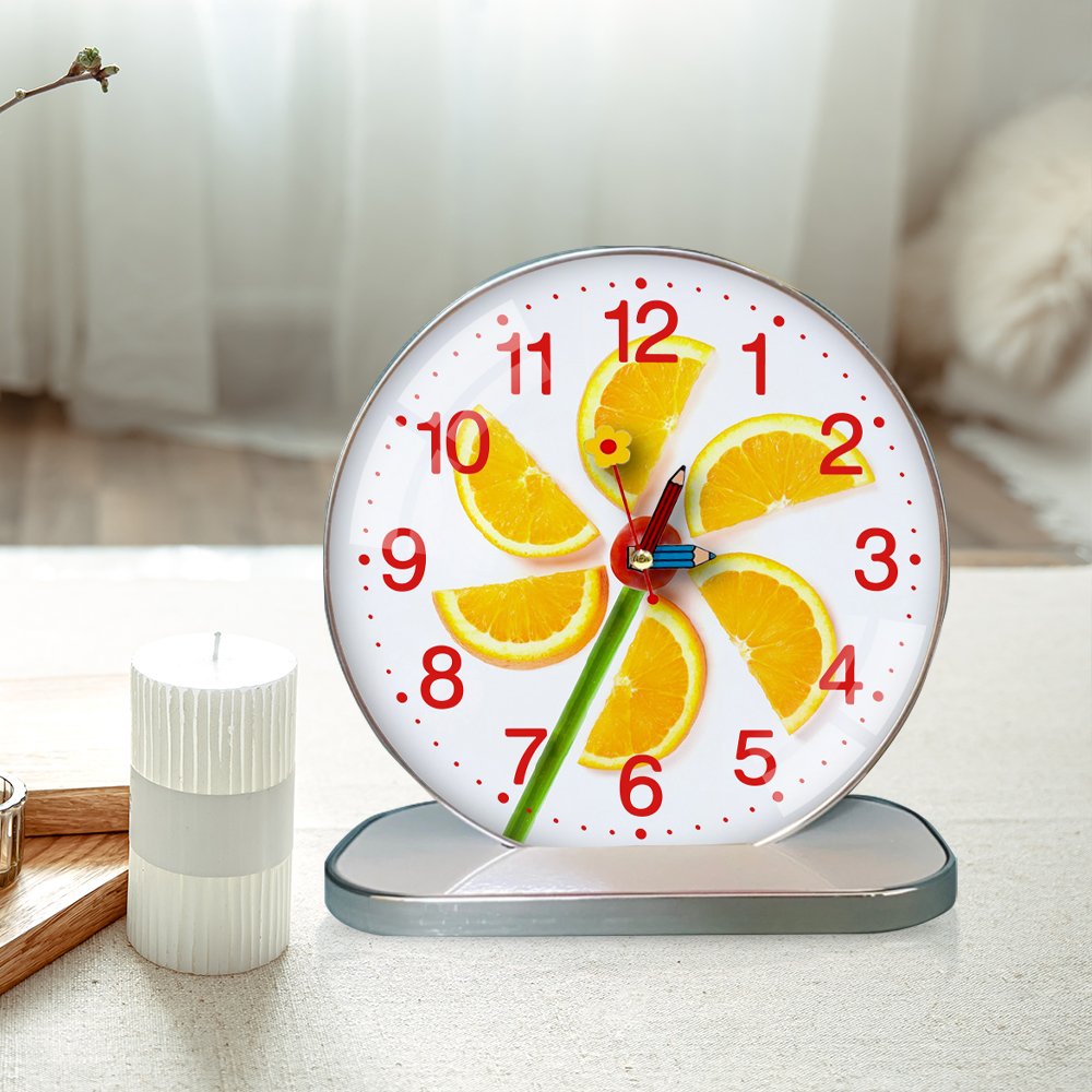Tranh Đồng Hồ Dây Treo Tráng Gương Chong Chóng Cam Nghệ Thuật