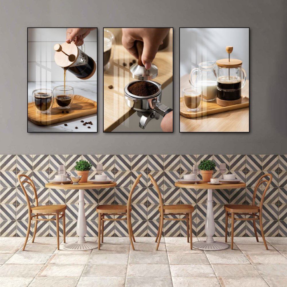 Tranh 3 Tấm Treo Tường Coffee Nghệ Thuật Mẫu 4