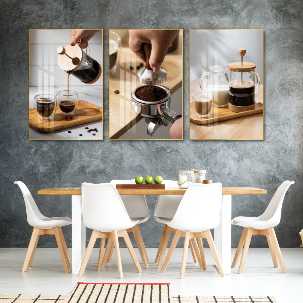 Tranh 3 Tấm Treo Tường Coffee Nghệ Thuật Mẫu 4