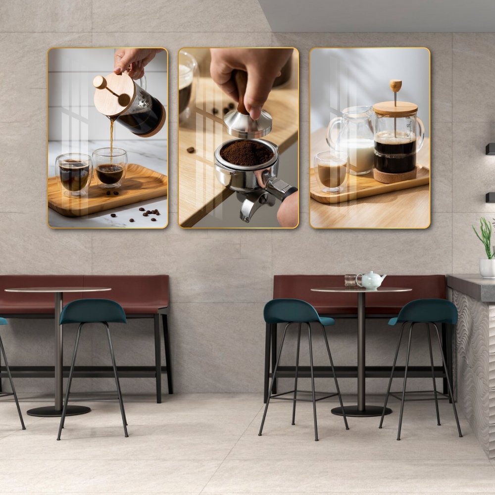 Tranh 3 Tấm Treo Tường Coffee Nghệ Thuật Mẫu 4