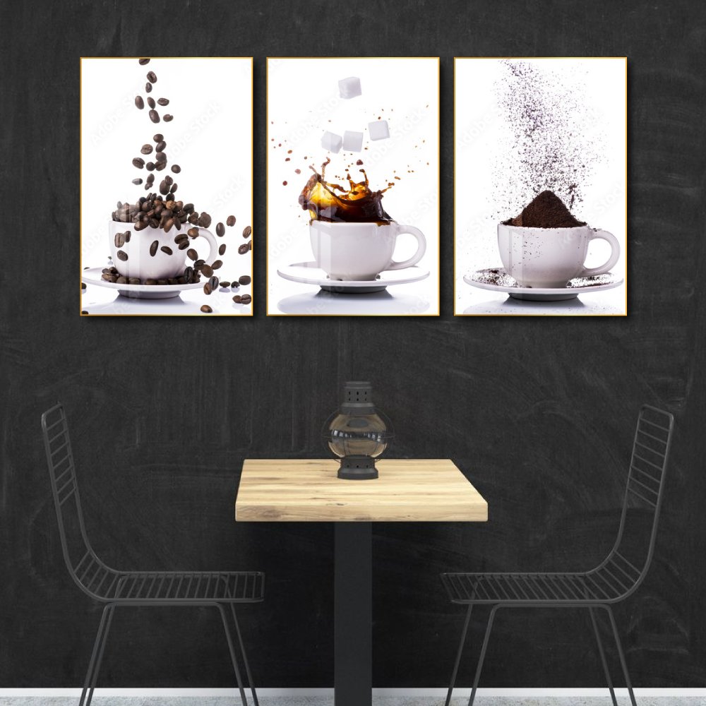 Tranh 3 Tấm Treo Tường Coffee Nghệ Thuật Mẫu 5