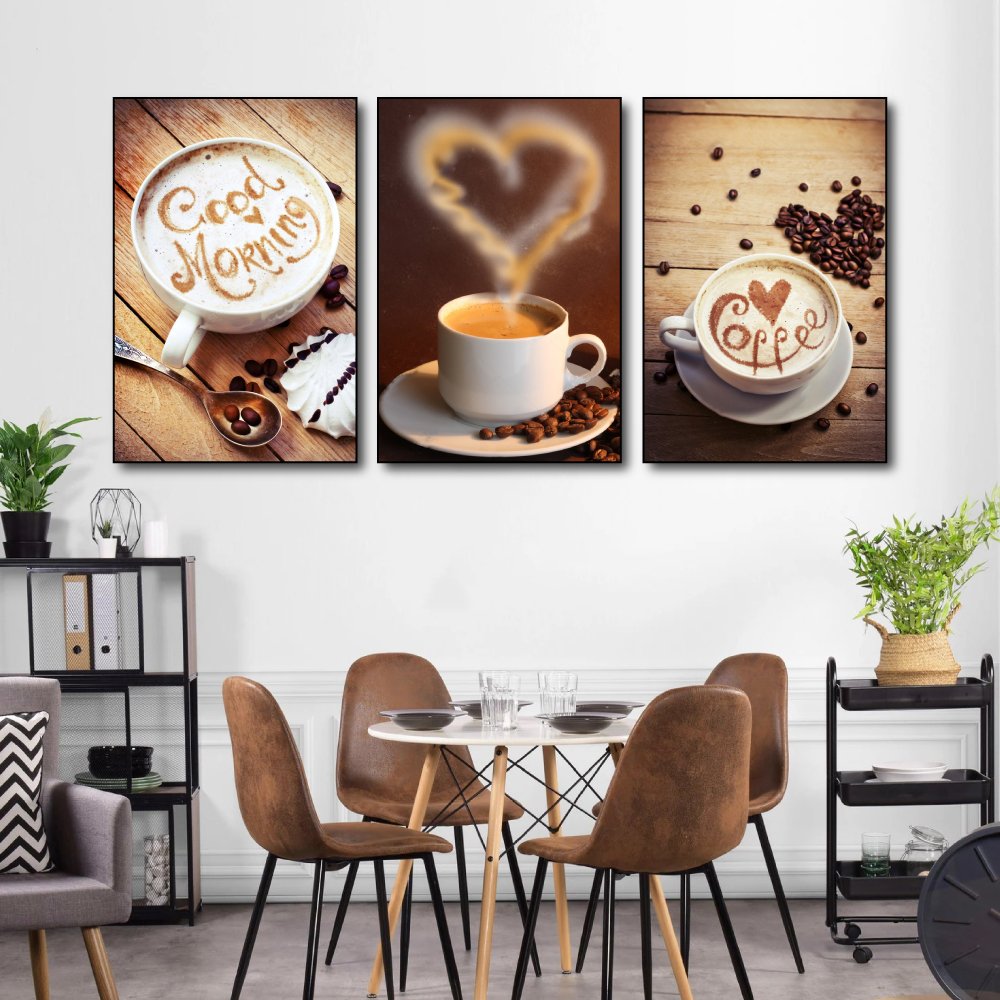 Tranh 3 Tấm Treo Tường Coffee Nghệ Thuật Mẫu 10