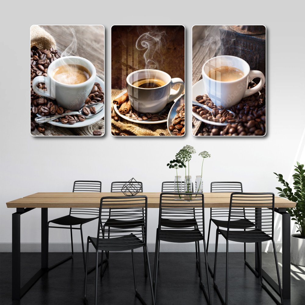 Tranh 3 Tấm Treo Tường Coffee Nghệ Thuật Mẫu 13
