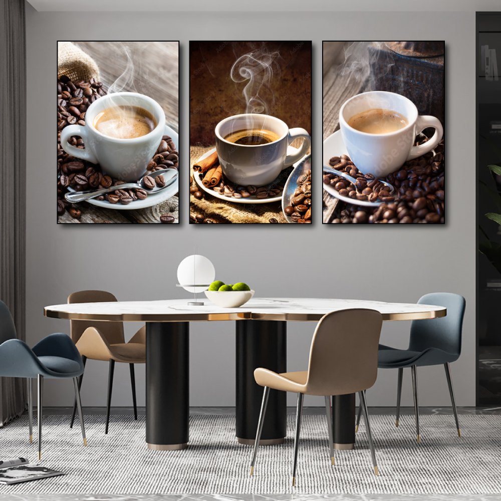 Tranh 3 Tấm Treo Tường Coffee Nghệ Thuật Mẫu 13