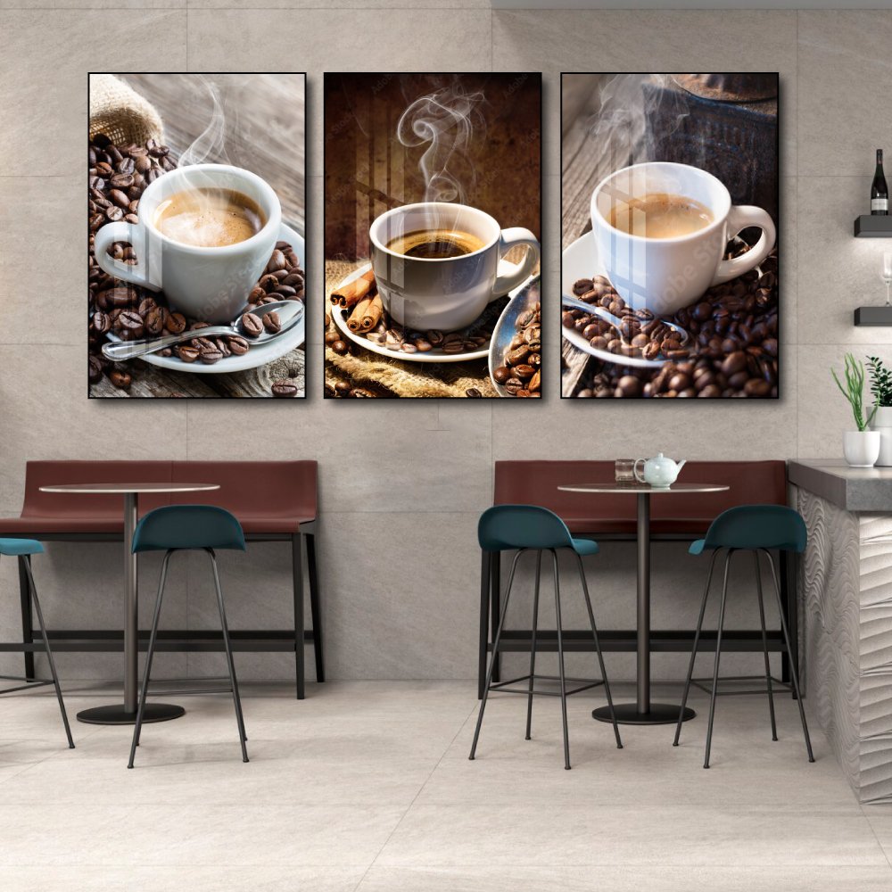Tranh 3 Tấm Treo Tường Coffee Nghệ Thuật Mẫu 13