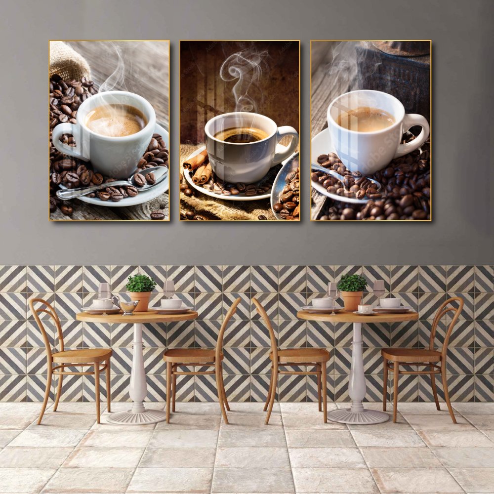 Tranh 3 Tấm Treo Tường Coffee Nghệ Thuật Mẫu 13