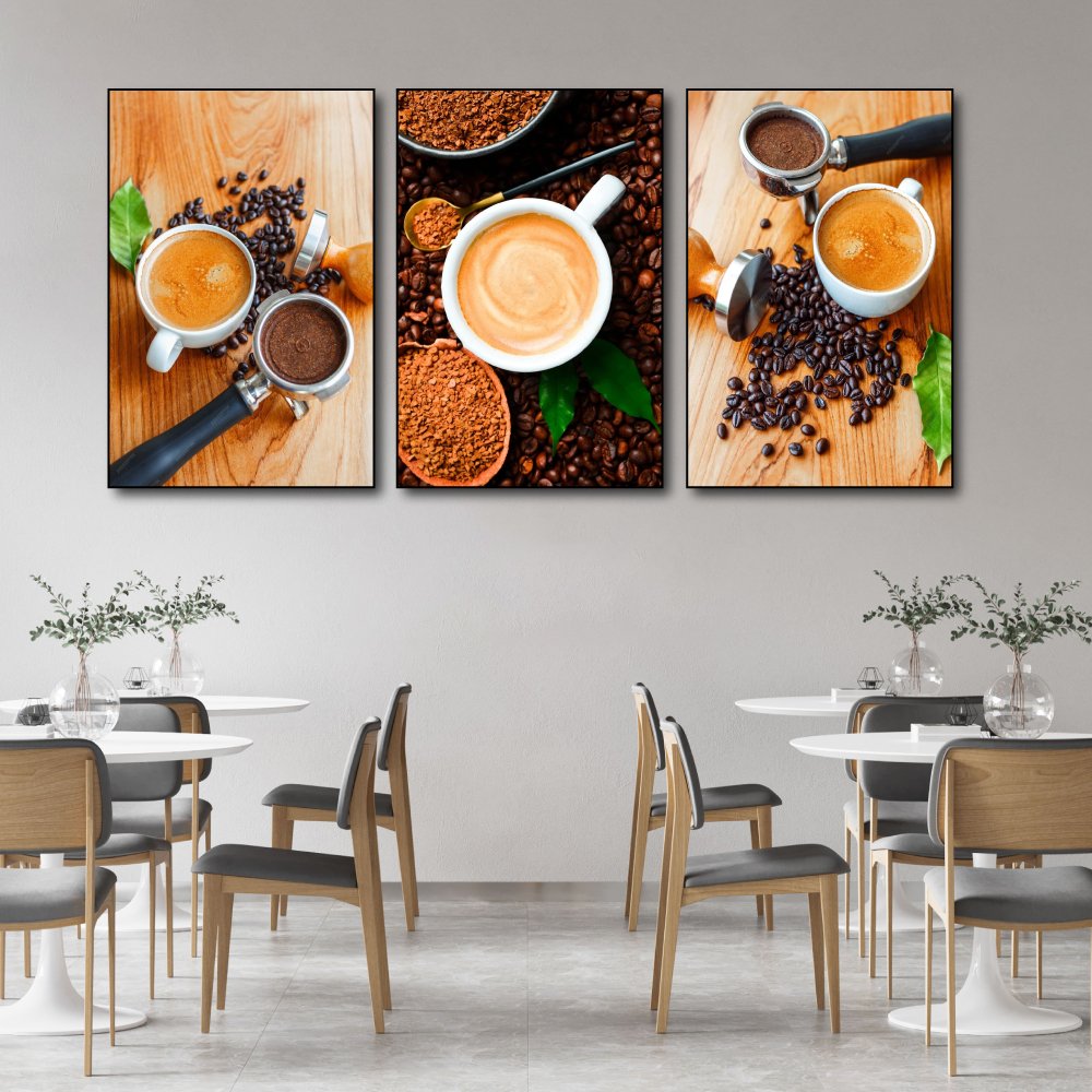 Tranh 3 Tấm Treo Tường Coffee Nghệ Thuật Mẫu 14