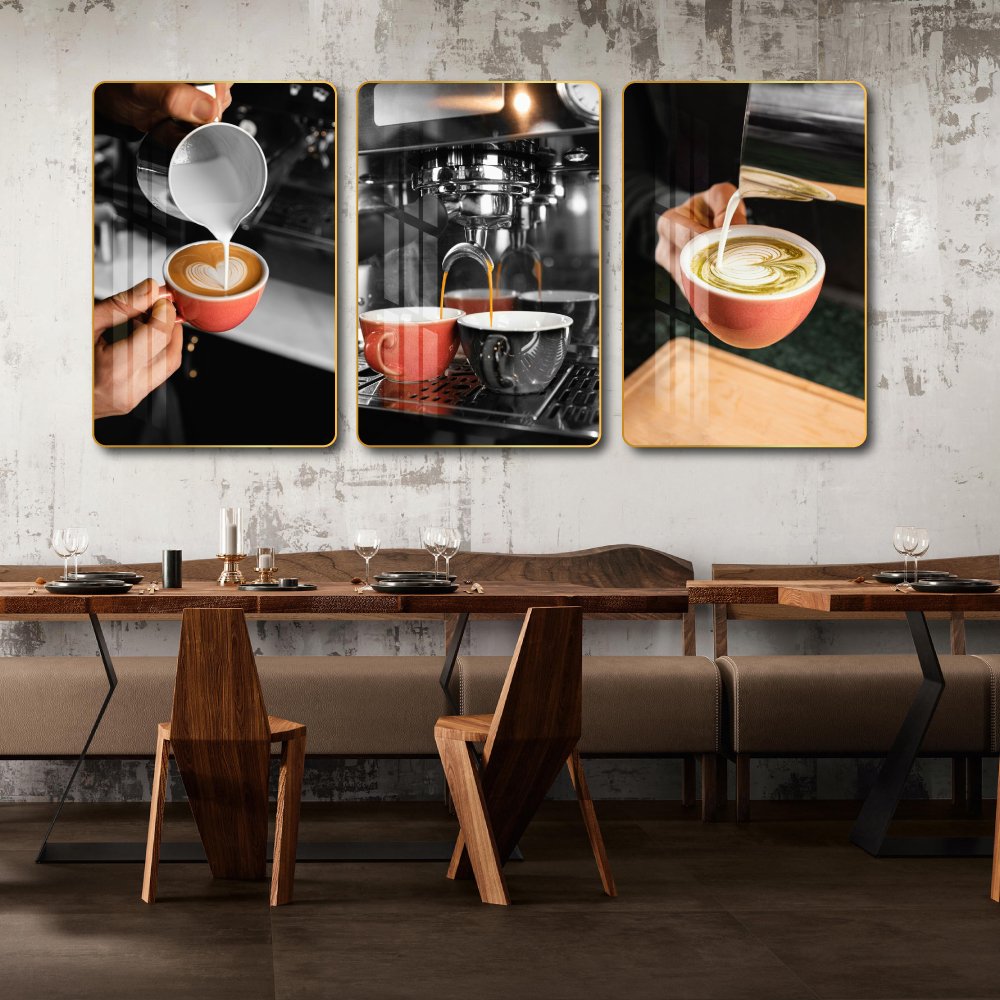 Tranh 3 Tấm Treo Tường Coffee Nghệ Thuật Mẫu 6