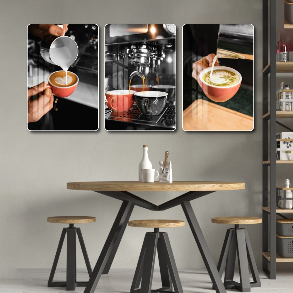 Tranh 3 Tấm Treo Tường Coffee Nghệ Thuật Mẫu 6