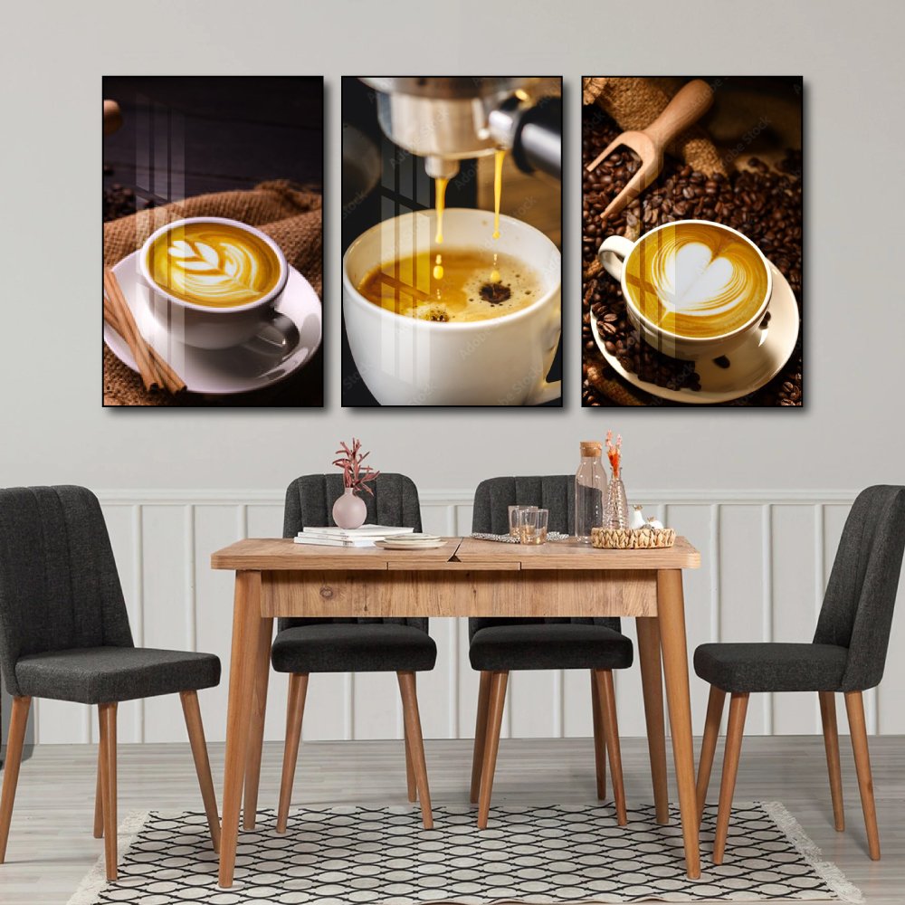 Tranh 3 Tấm Treo Tường Coffee Nghệ Thuật Mẫu 9
