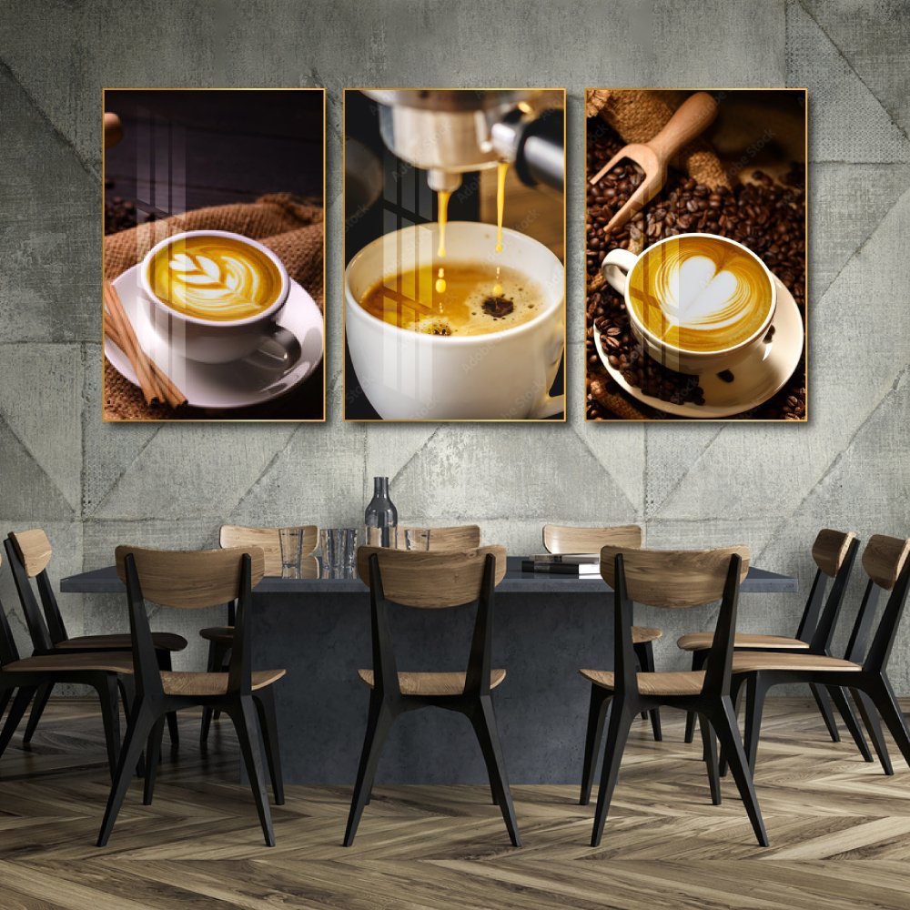 Tranh 3 Tấm Treo Tường Coffee Nghệ Thuật Mẫu 9