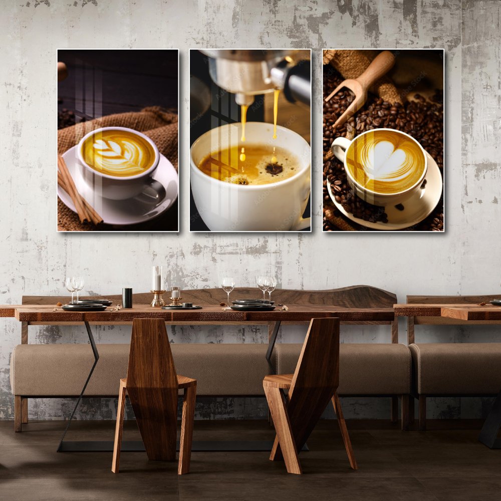 Tranh 3 Tấm Treo Tường Coffee Nghệ Thuật Mẫu 9