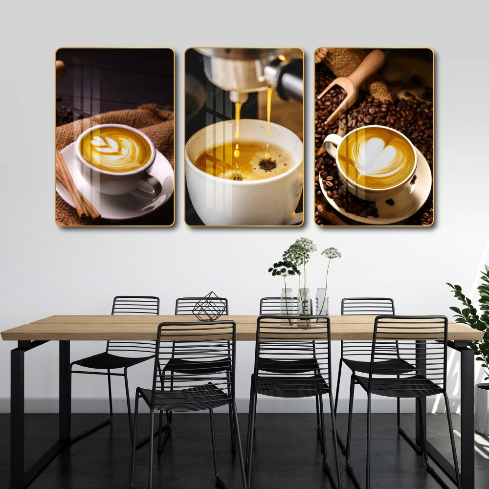 Tranh 3 Tấm Treo Tường Coffee Nghệ Thuật Mẫu 9
