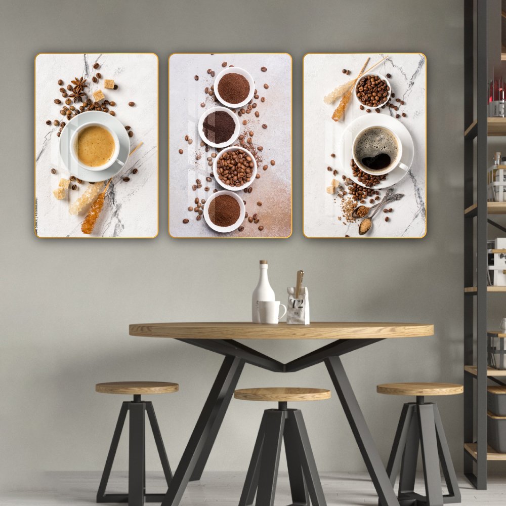 Tranh 3 Tấm Treo Tường Coffee Nghệ Thuật Mẫu 7