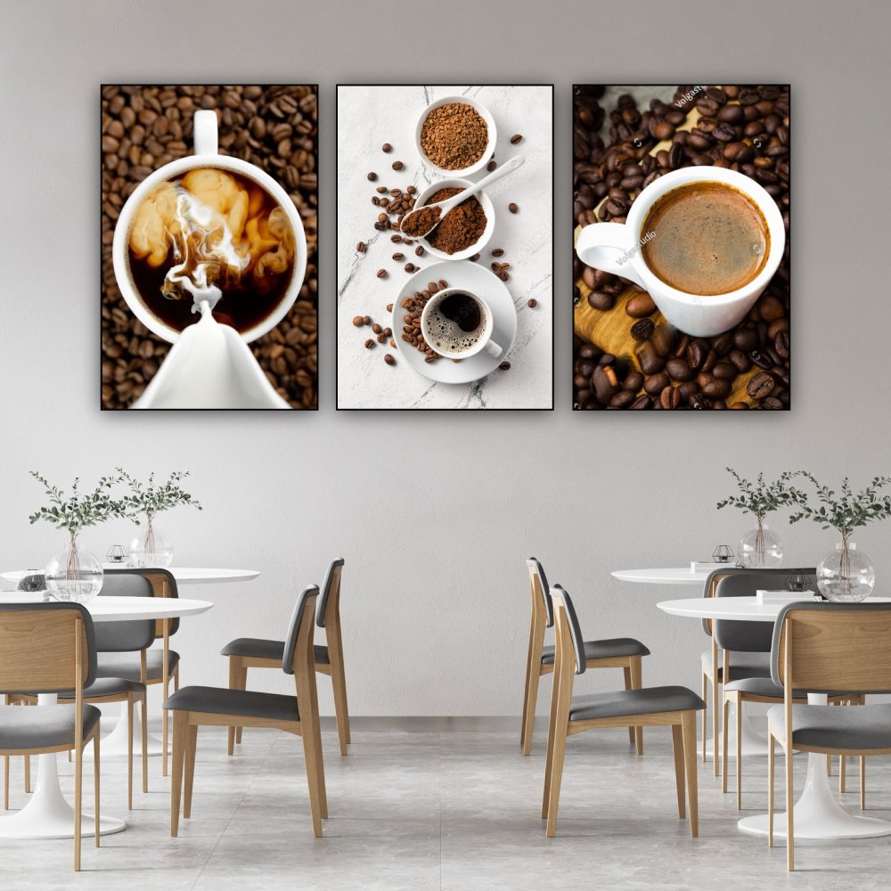 Tranh 3 Tấm Treo Tường Coffee Nghệ Thuật Mẫu 8