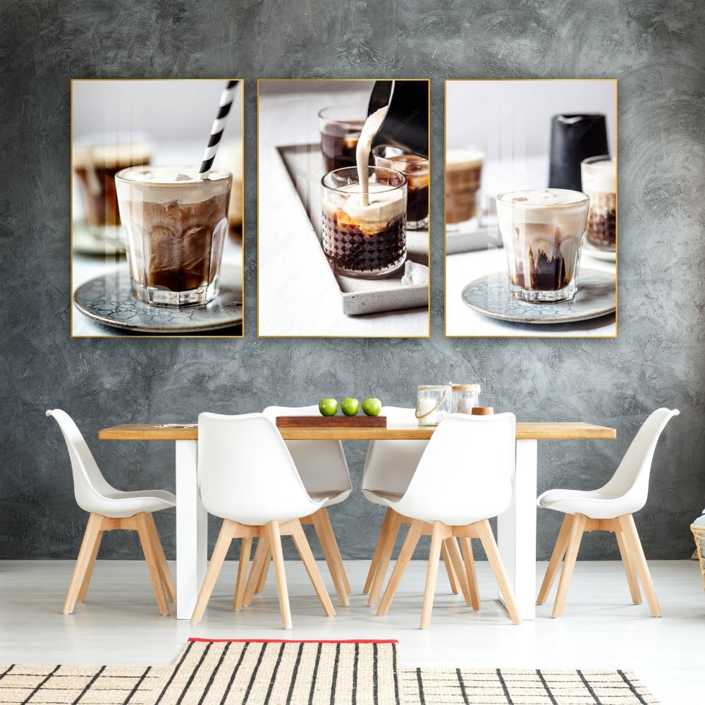 Tranh 3 Tấm Treo Tường Coffee Nghệ Thuật Mẫu 12
