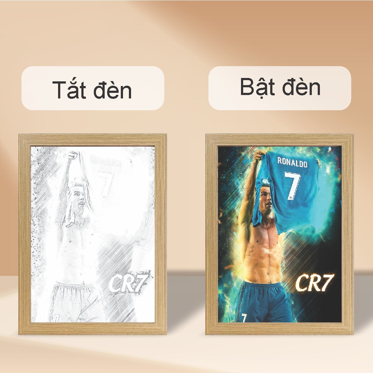 Tranh Đèn Led 3D Đổi Màu 3 Chế Độ Cầu Thủ Bóng Đá Cristiano Ronaldo