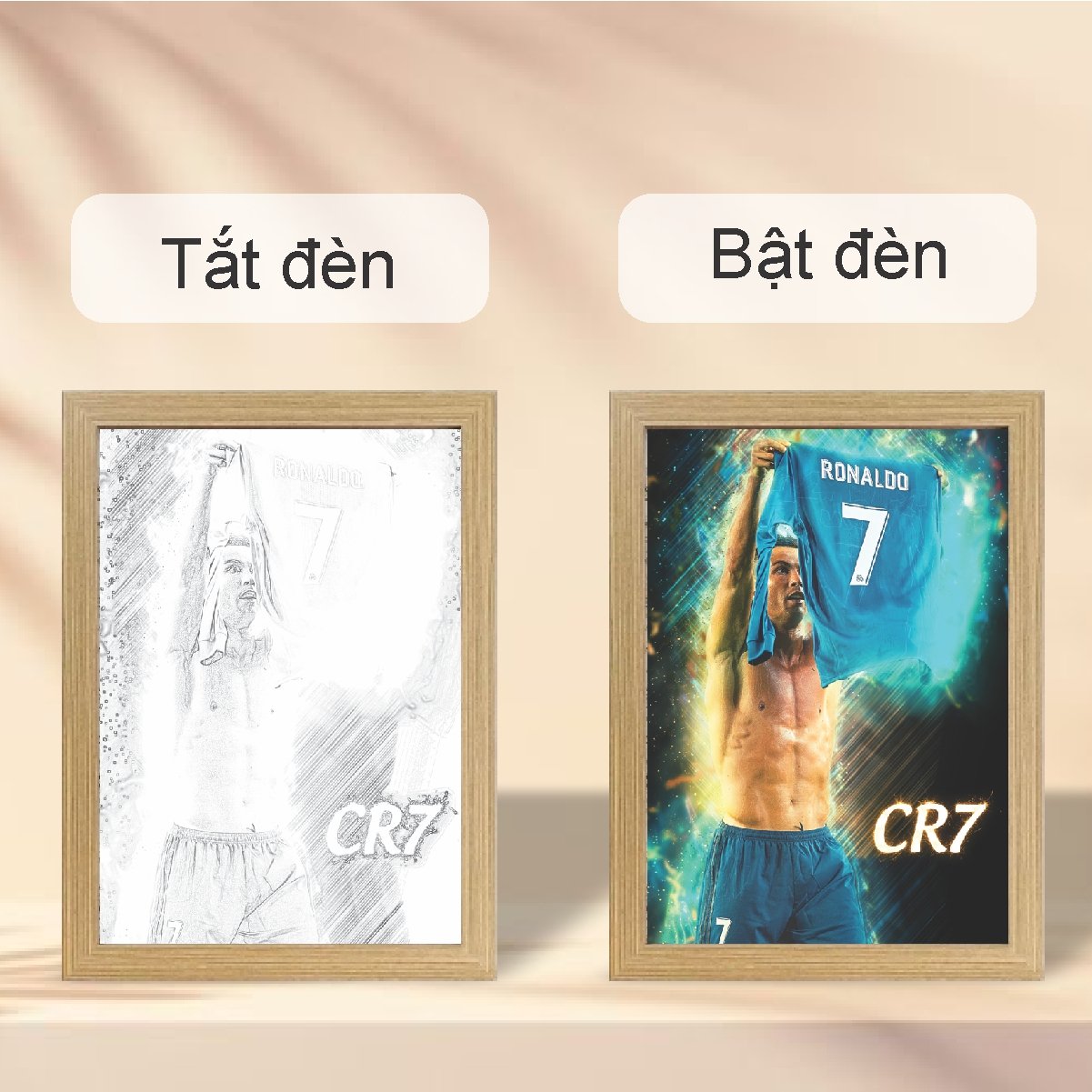 Tranh Đèn Led 3D Đổi Màu 3 Chế Độ Cầu Thủ Bóng Đá Cristiano Ronaldo