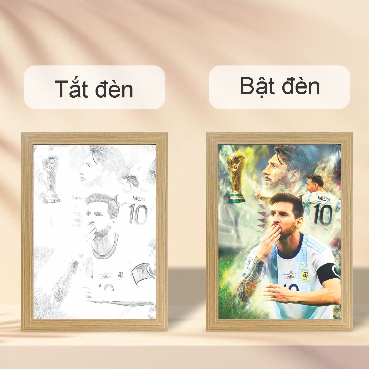 Tranh Đèn Led 3D Đổi Màu 3 Chế Độ Cầu Thủ Bóng Đá Lionel Messi