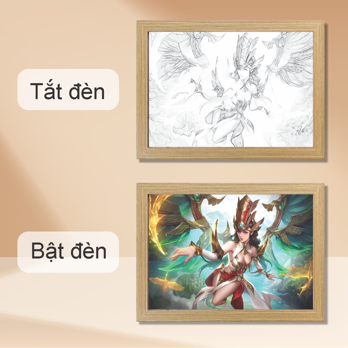 Tranh Đèn Led 3D Đổi Màu 3 Chế Độ Nhân Vật Game Lauriel Lạc Thần