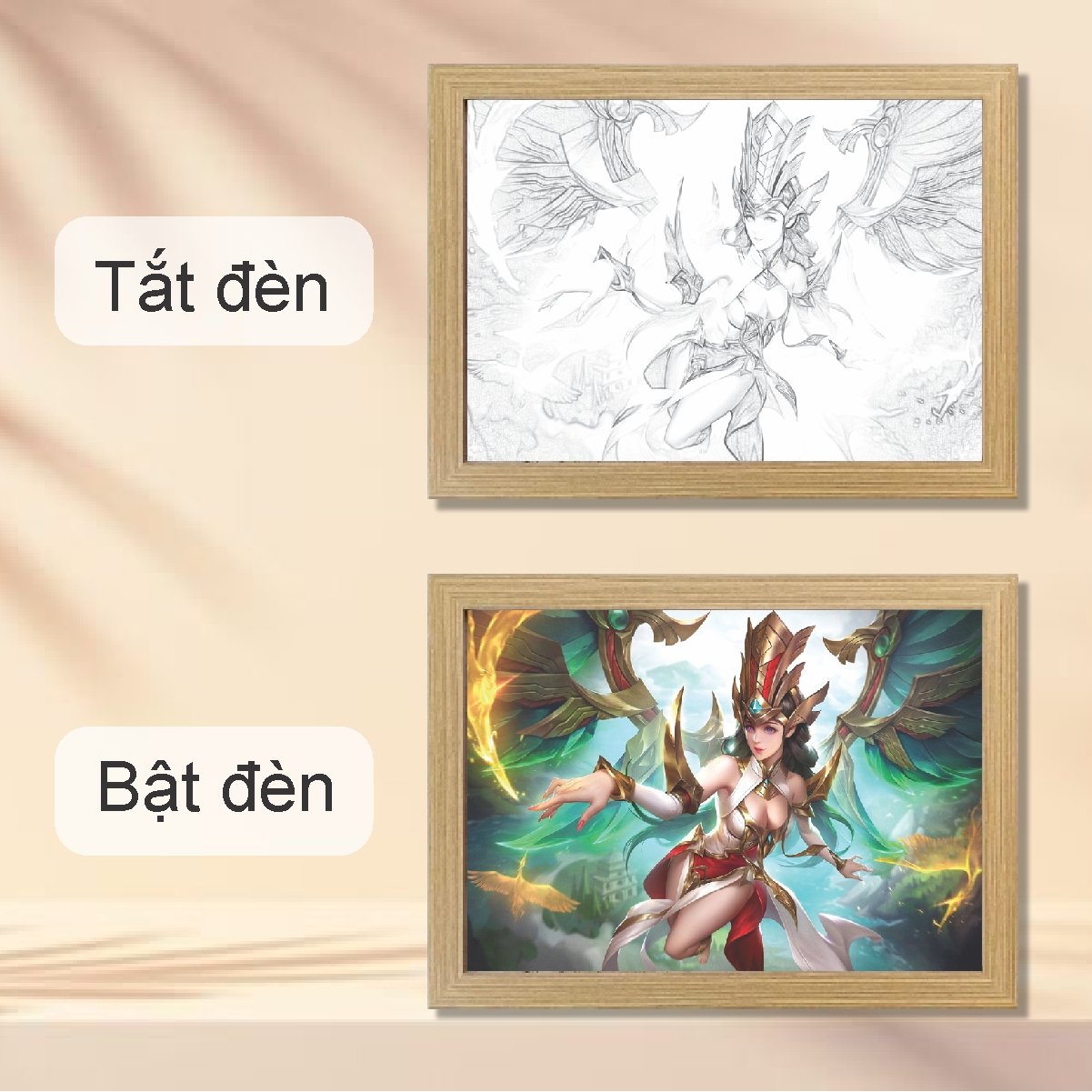 Tranh Đèn Led 3D Đổi Màu 3 Chế Độ Nhân Vật Game Lauriel Lạc Thần