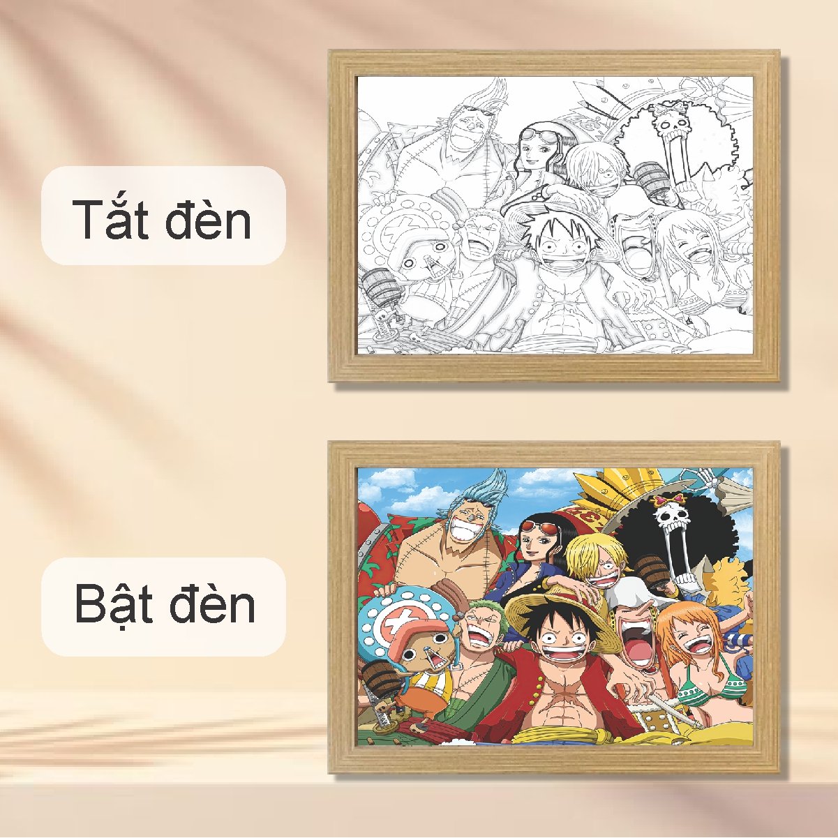 Tranh Đèn Led Tráng Gương 3D Đổi Màu 3 Chế Độ Anime One P-Pieces