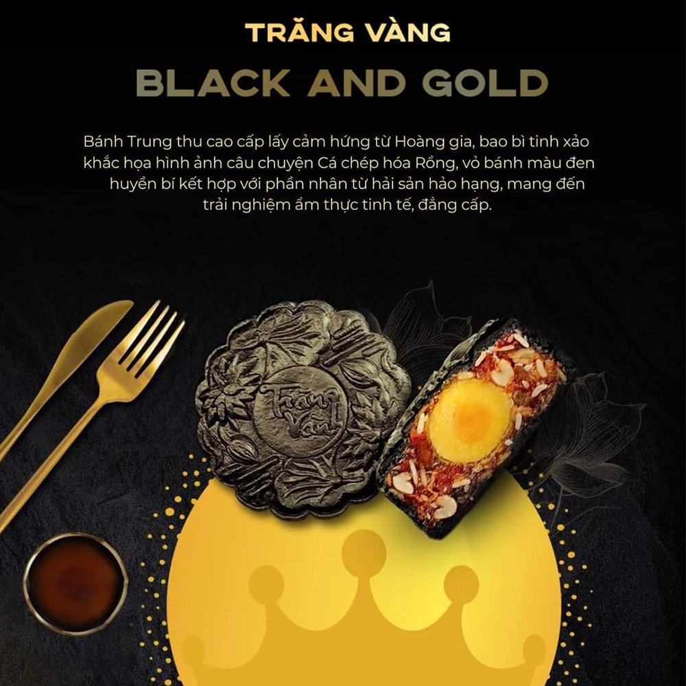 B&aacute;nh Trung Thu Kinh Đ&ocirc; Trăng V&agrave;ng Black And Gold Thượng Hạng Hộp 4 B&aacute;nh