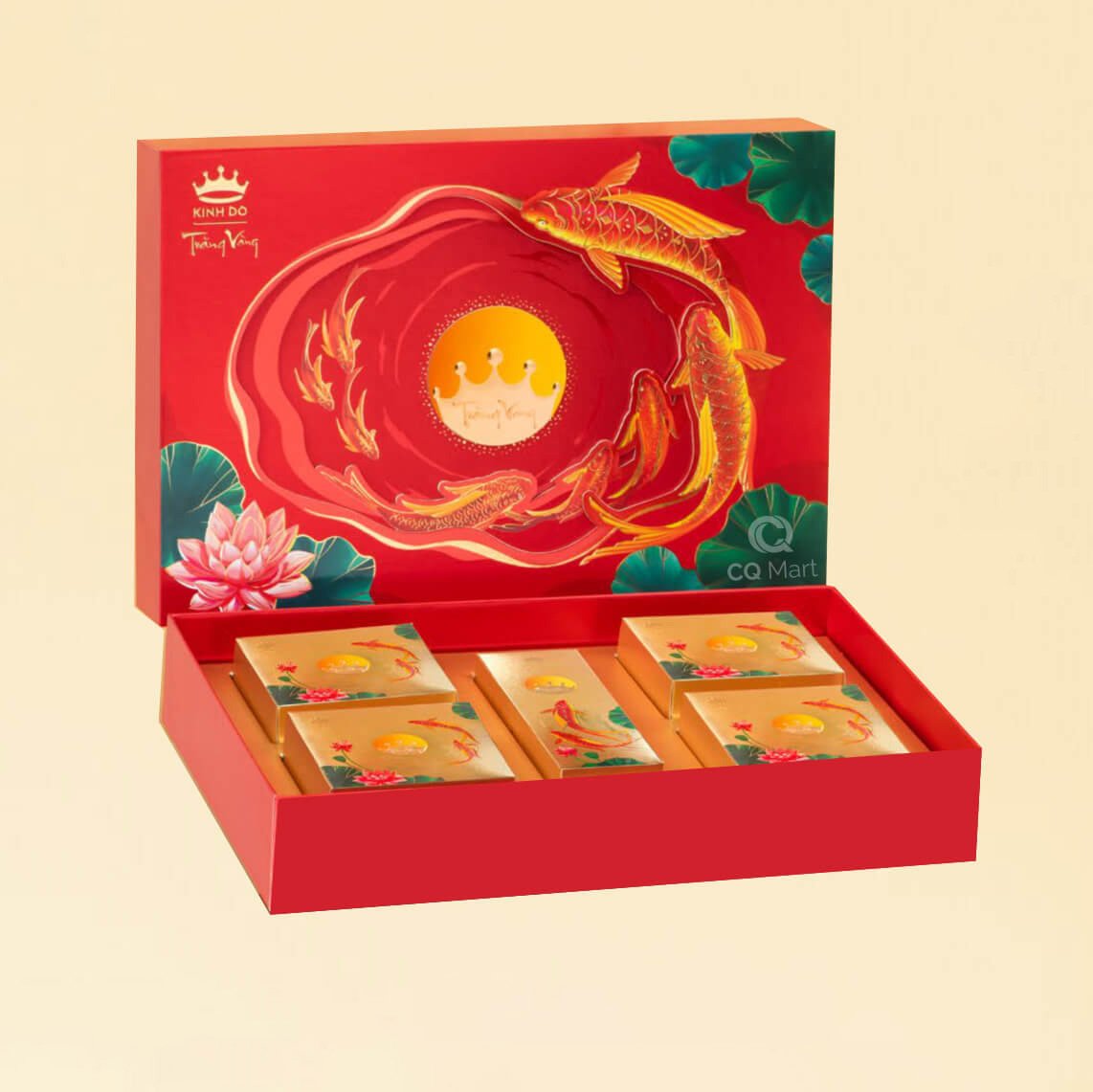 Bánh Trung Thu Kinh Đô Trăng Vàng Hoàng Kim Vinh Hiển Đỏ Thượng Hạng - Hộp 4 Bánh 160g