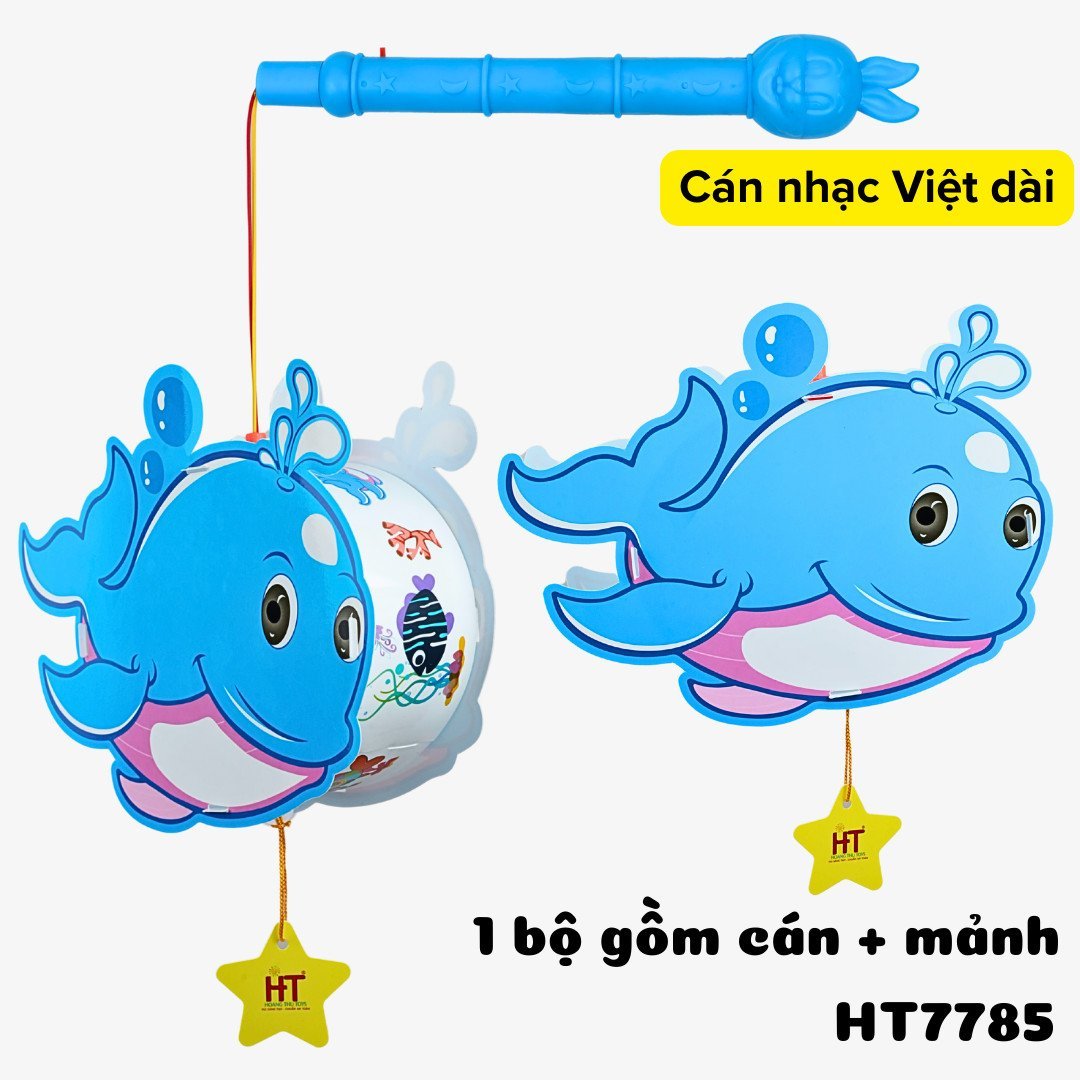 Lồng đèn trung thu 2 mảnh có đèn cá voi xanh
