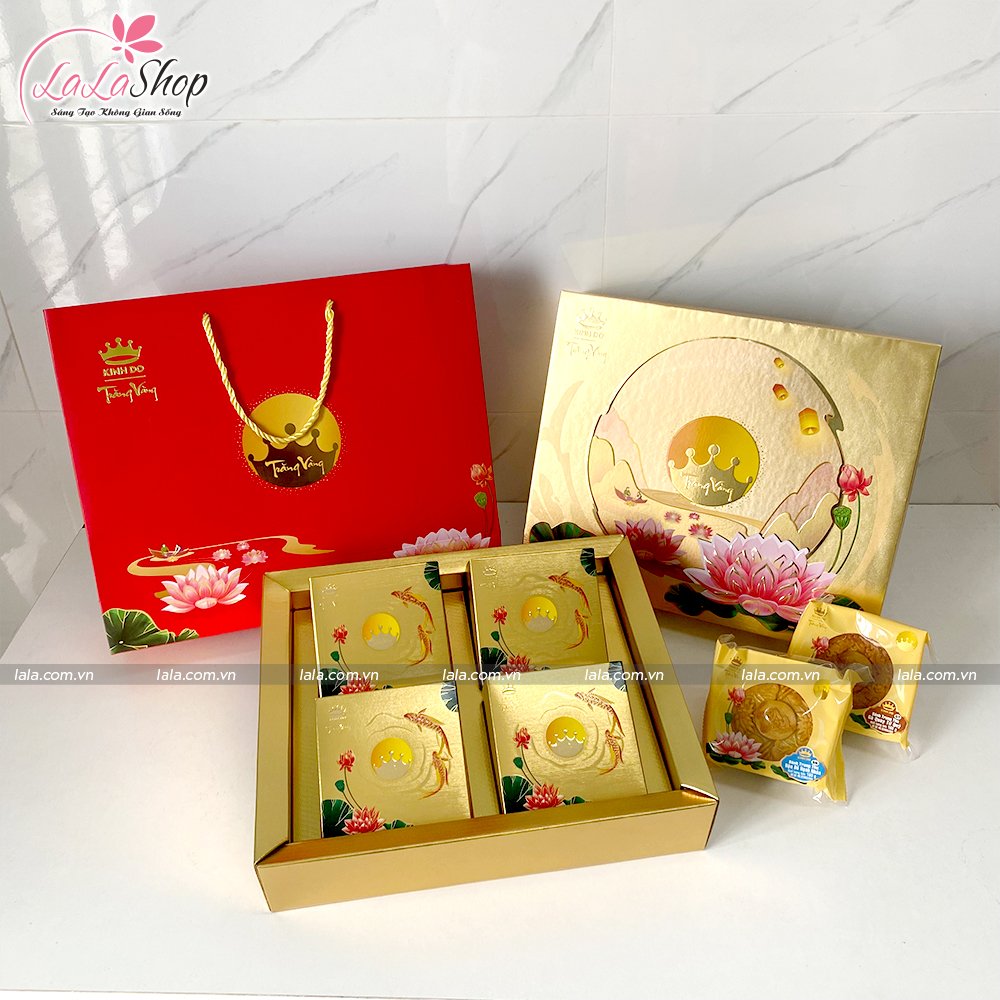 B&aacute;nh Trung Thu Kinh Đ&ocirc; Trăng V&agrave;ng Hồng Ngọc An Ph&uacute; 4 B&aacute;nh 160g Thượng Hạng (HNV)