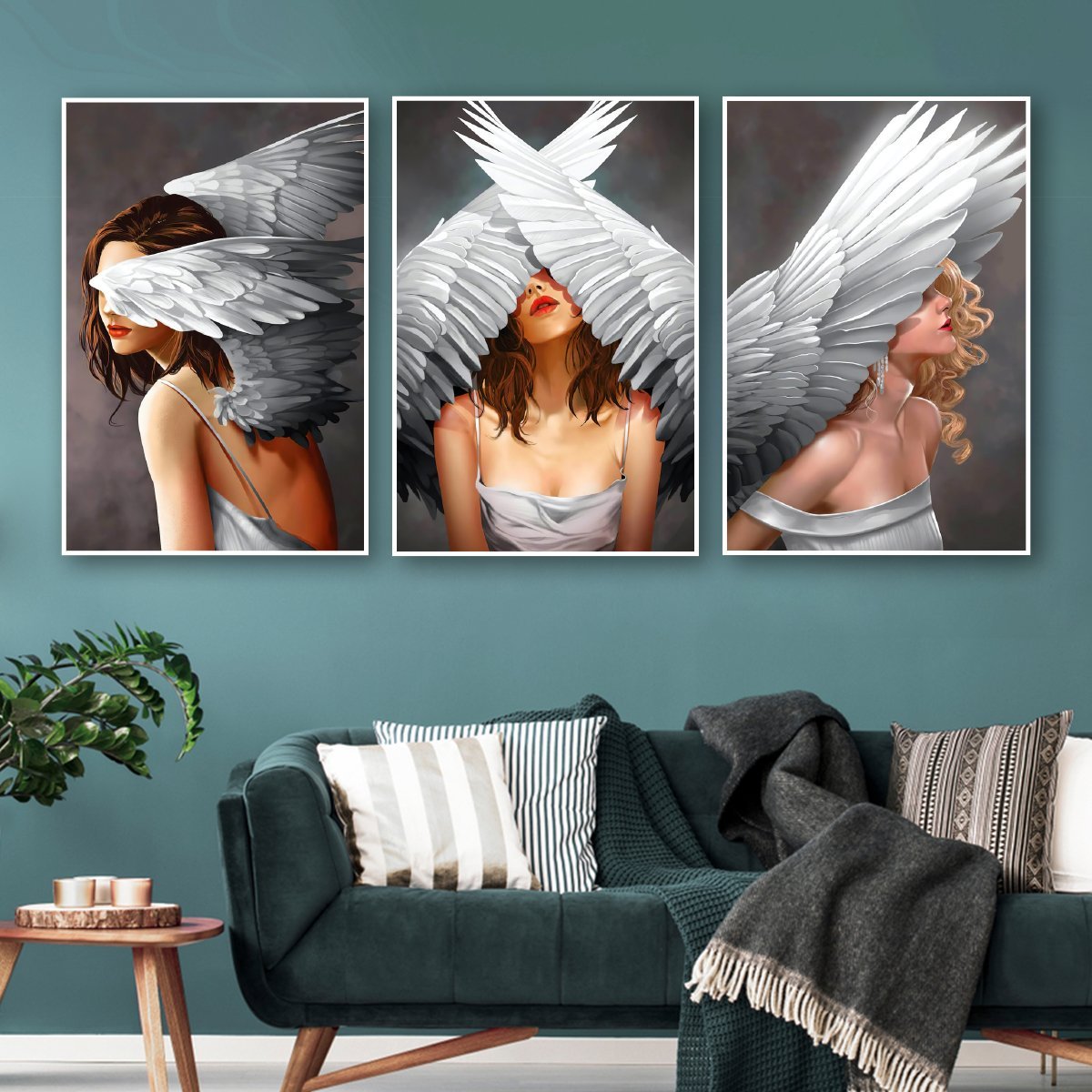 Tranh treo tường nghệ thuật c&ocirc; g&aacute;i v&agrave; đ&ocirc;i c&aacute;nh