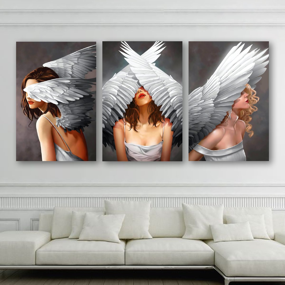 Tranh treo tường nghệ thuật c&ocirc; g&aacute;i v&agrave; đ&ocirc;i c&aacute;nh