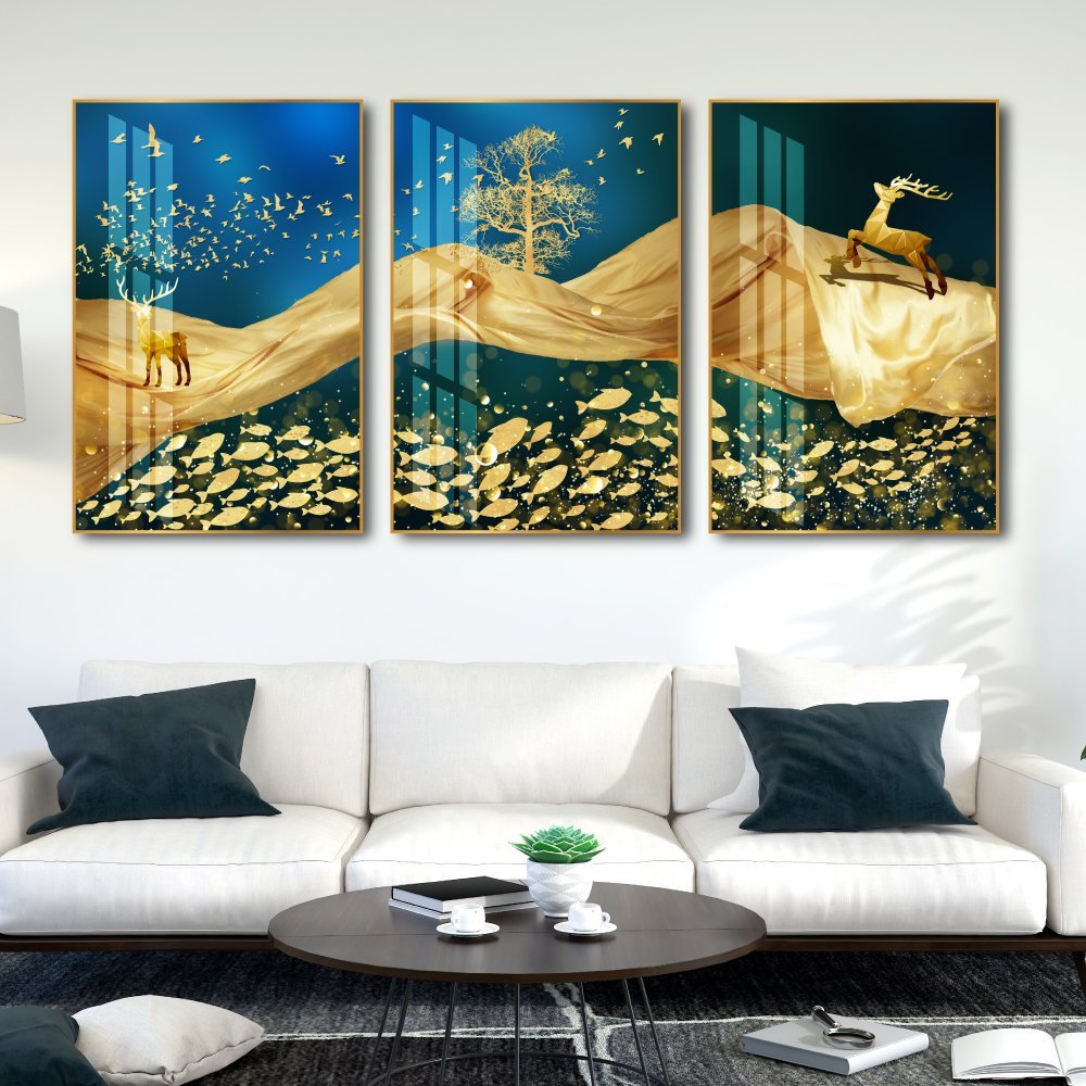 Tranh Treo Tường Hươu V&agrave;ng Nghệ Thuật