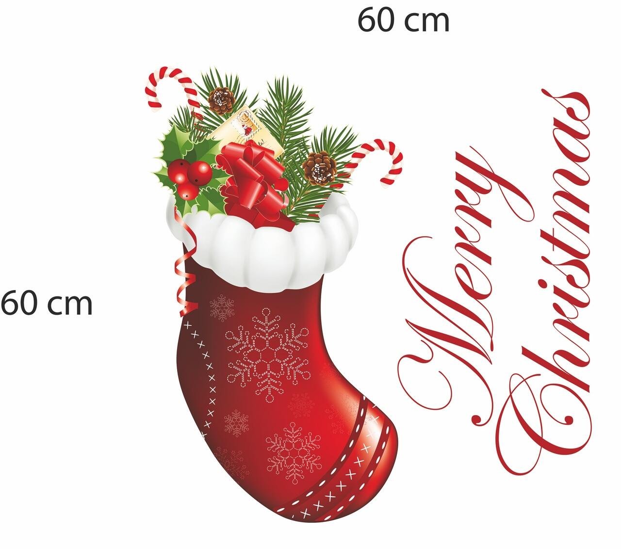 Decal dán tường Vớ Noel size lớn 60x60 (nền trắng đục)