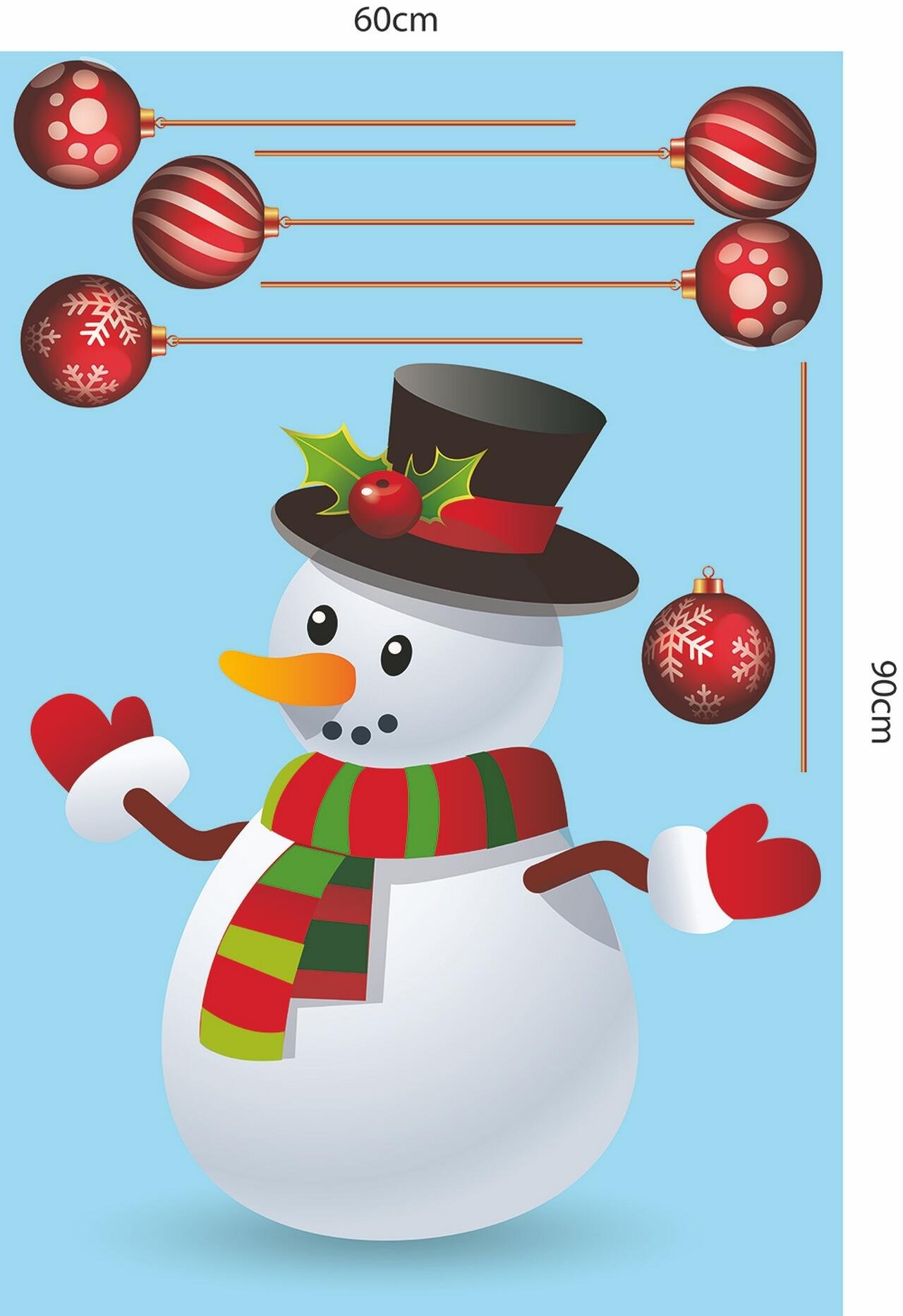 Decal dán tường combo cây thông noel và người tuyết