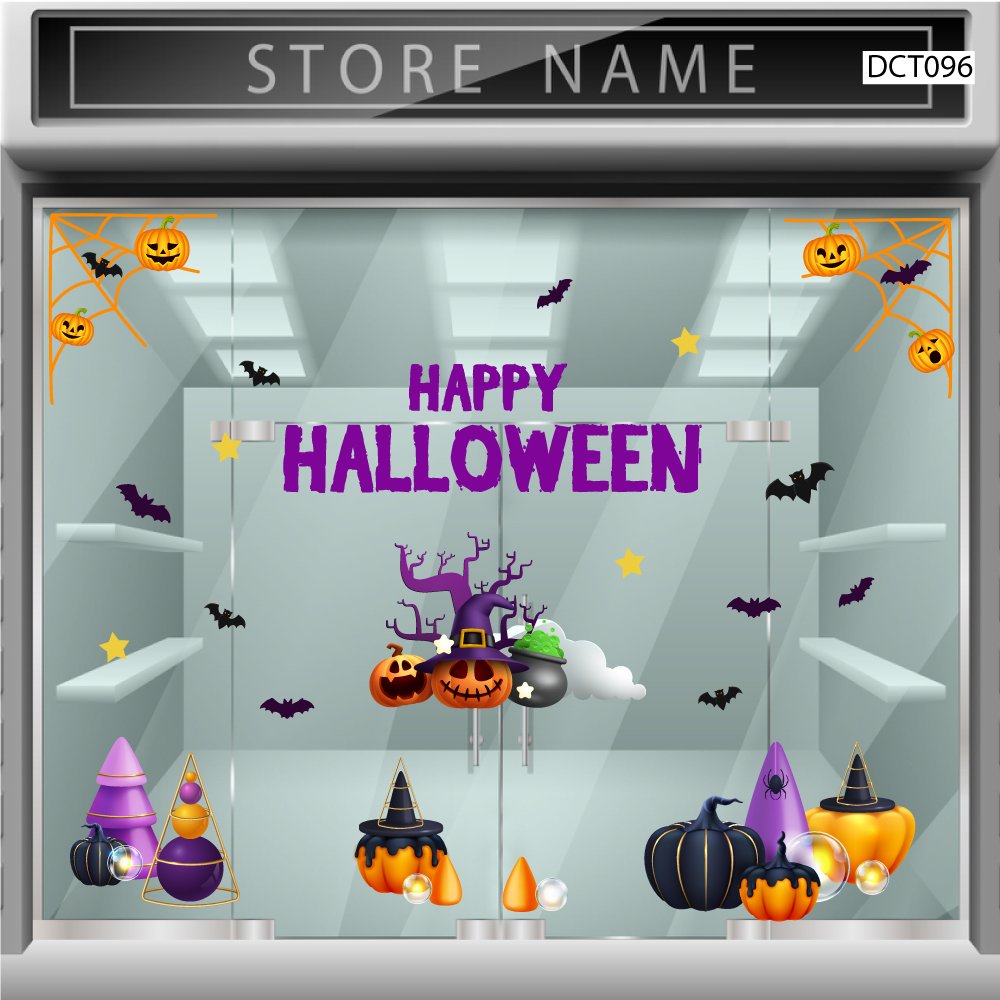 Combo Decal Trang Trí Halloween Những Quả Bí Ngô Ma Quái