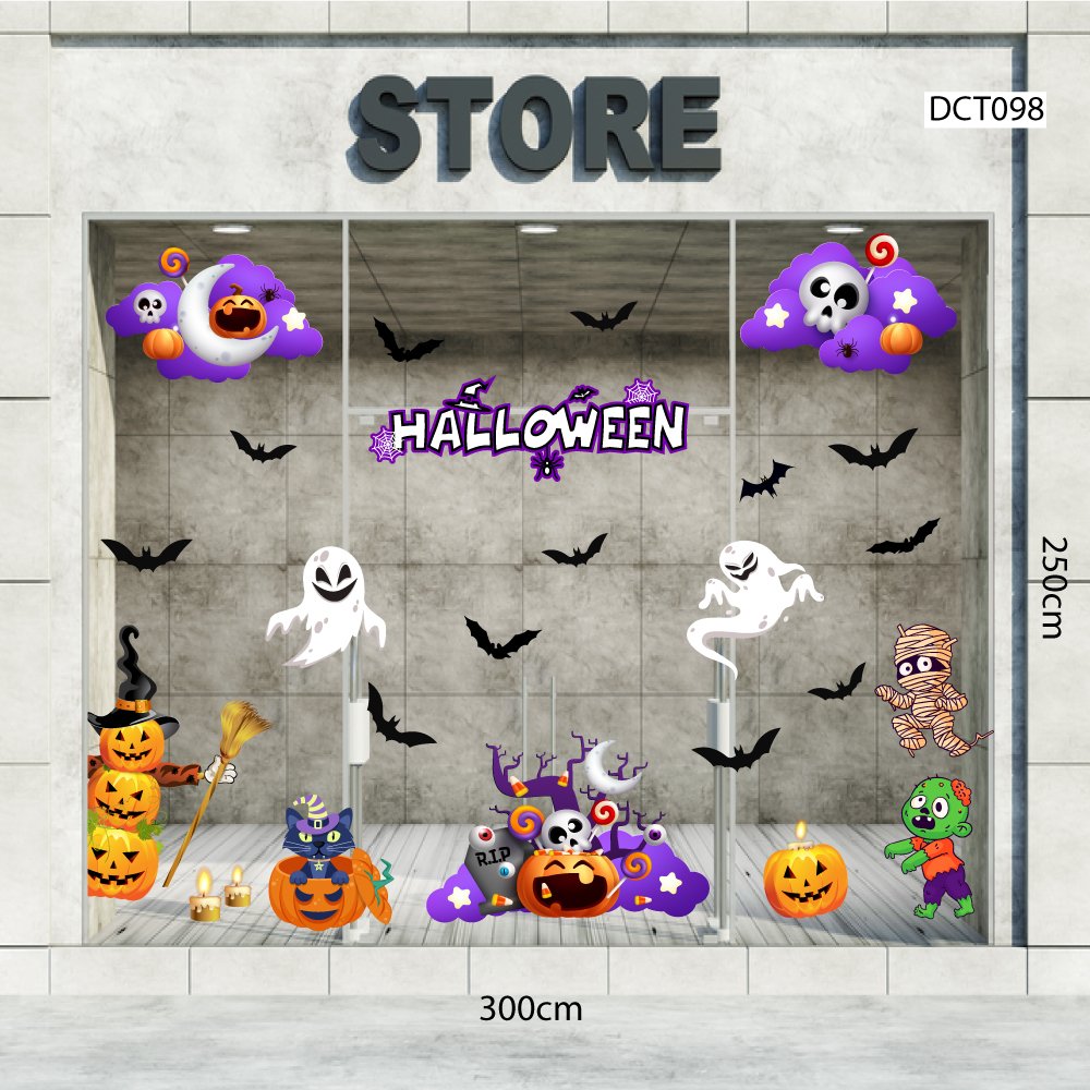 Combo Decal Trang Trí Halloween Bí Ngô Và Những Người Bạn Bí Ẩn