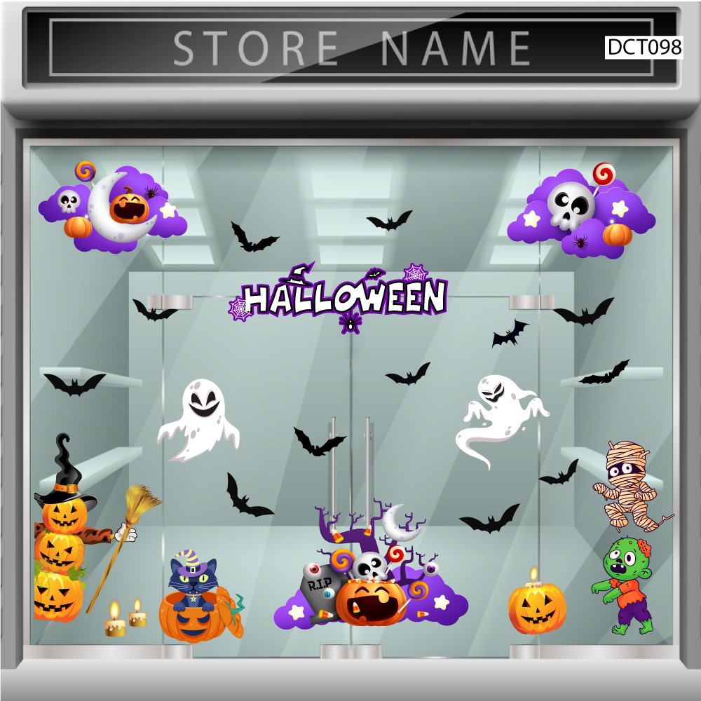 Combo Decal Trang Trí Halloween Bí Ngô Và Những Người Bạn Bí Ẩn