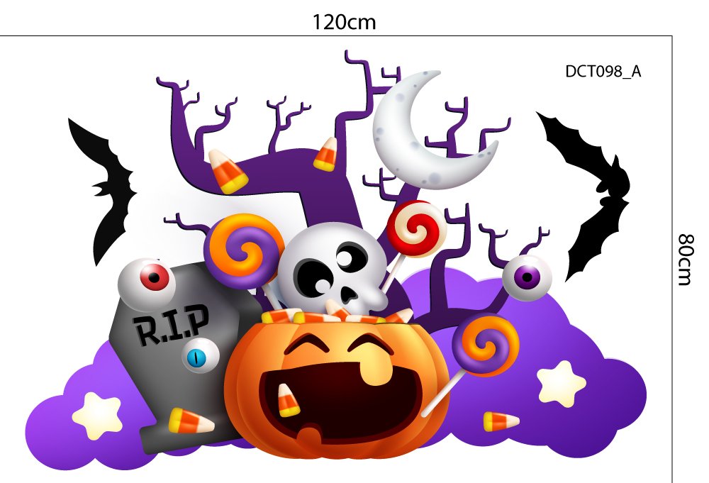 Combo Decal Trang Trí Halloween Bí Ngô Và Những Người Bạn Bí Ẩn