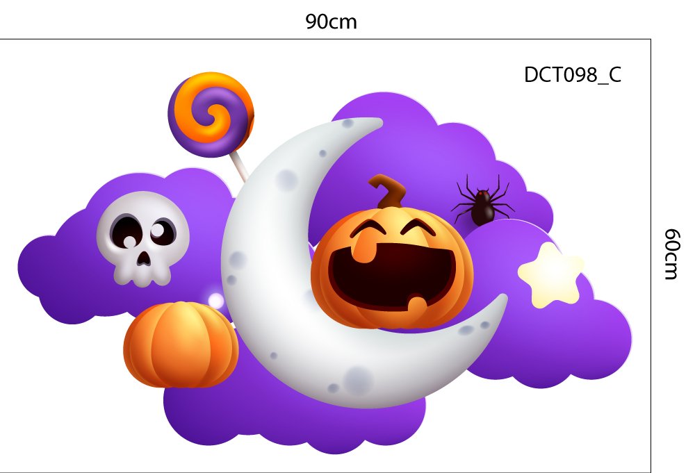 Combo Decal Trang Trí Halloween Bí Ngô Và Những Người Bạn Bí Ẩn