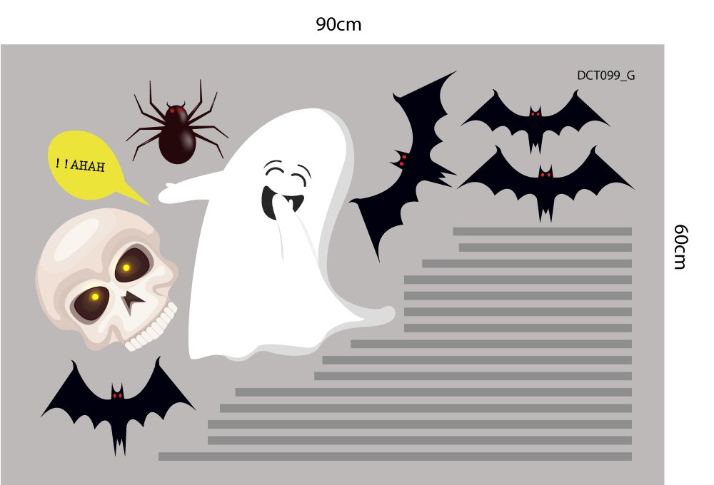 Combo Decal Trang Trí Halloween Bí Ngô Và Ếch Xanh Phát Kẹo