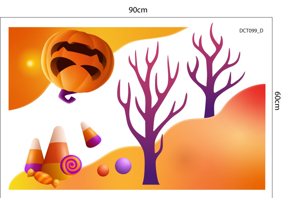 Combo Decal Trang Trí Halloween Bí Ngô Và Ếch Xanh Phát Kẹo